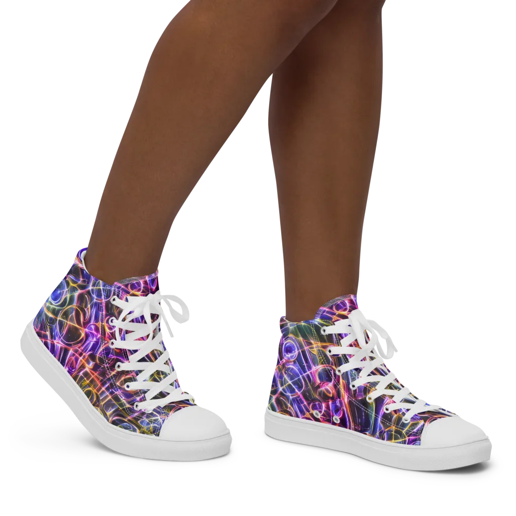Violet Static on Women's High Top Canvas Shoes — Right