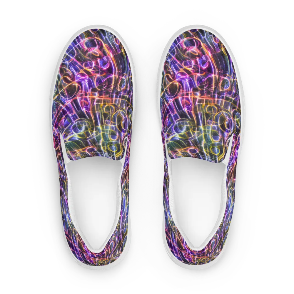 Violet Static on Men's Slip-On Canvas Shoes — Front