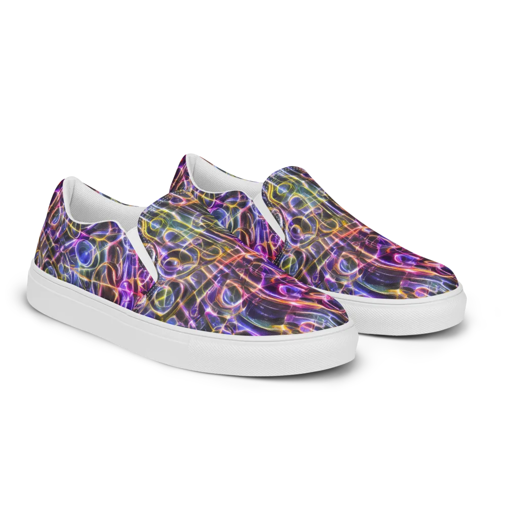 Violet Static on Men's Slip-On Canvas Shoes — Right Front
