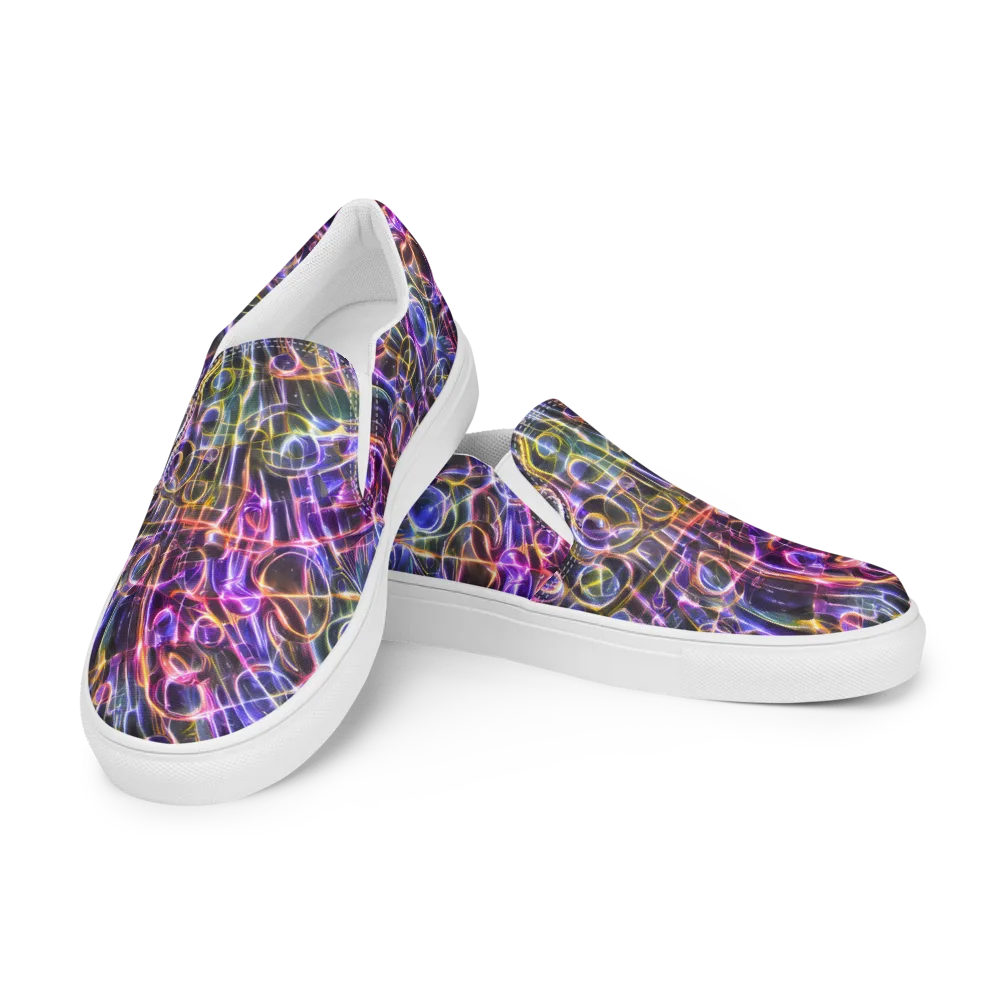 Violet Static on Men's Slip-On Canvas Shoes — Left Front