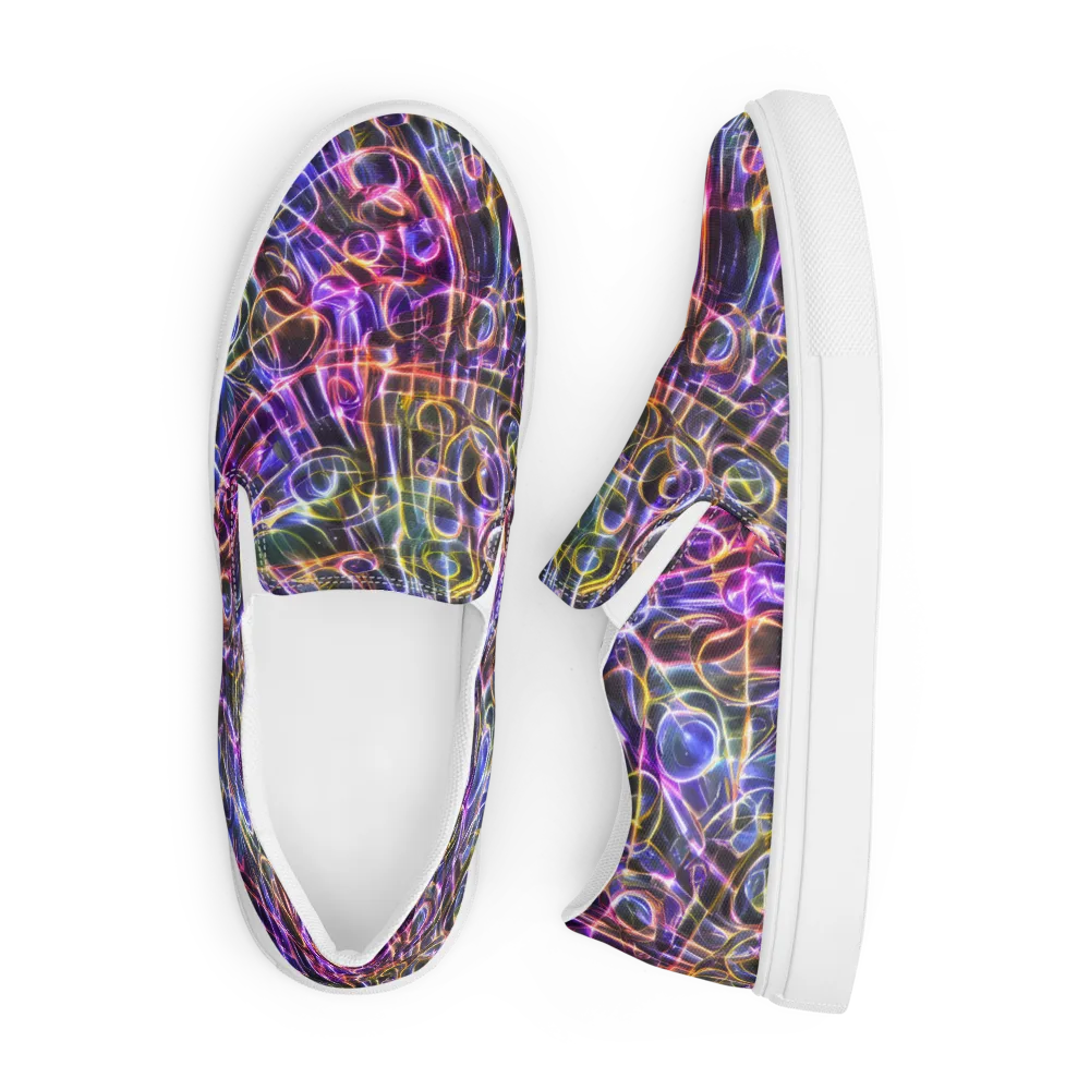 Violet Static on Men's Slip-On Canvas Shoes — Front