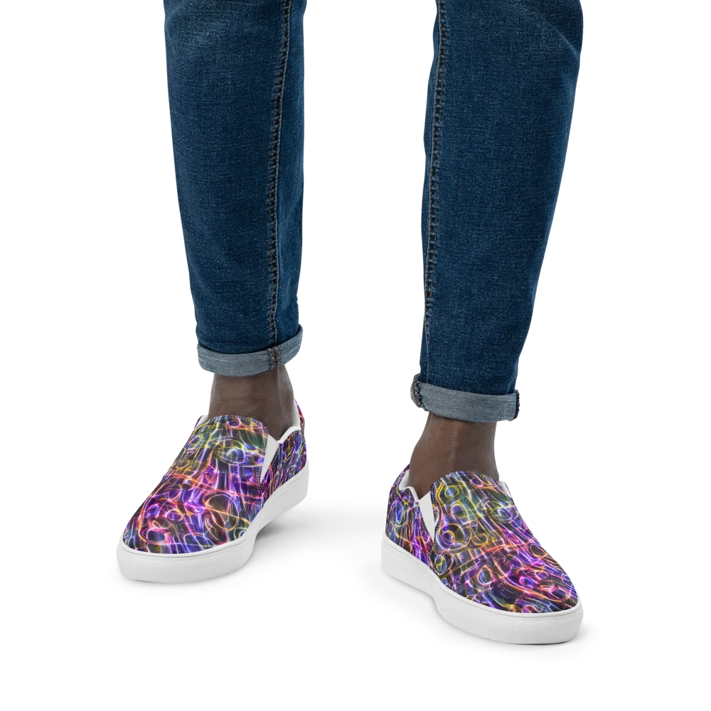 Violet Static on Men's Slip-On Canvas Shoes — Front