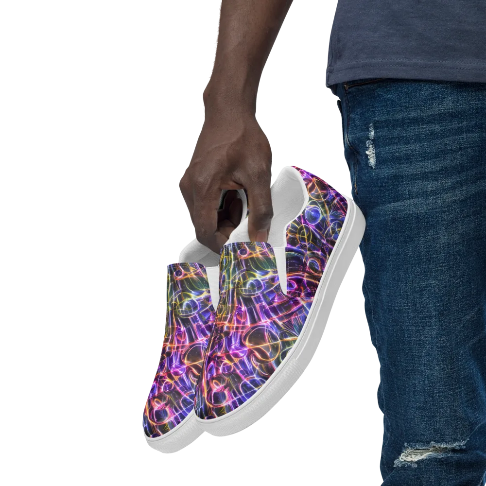 Violet Static on Men's Slip-On Canvas Shoes — Left Front