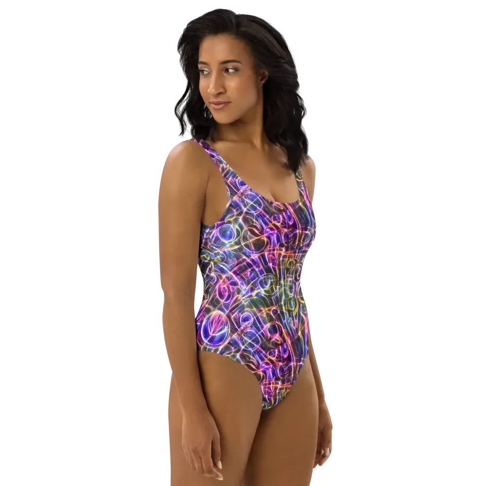 Violet Static on One-Piece Swimsuit — Right
