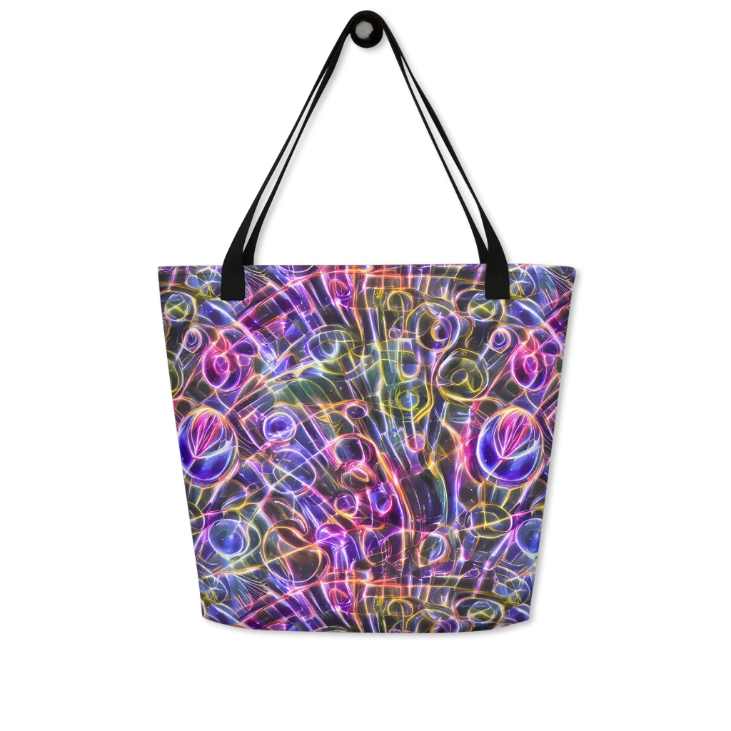 Violet Static on Large Tote Bag W/ Pocket — Front
