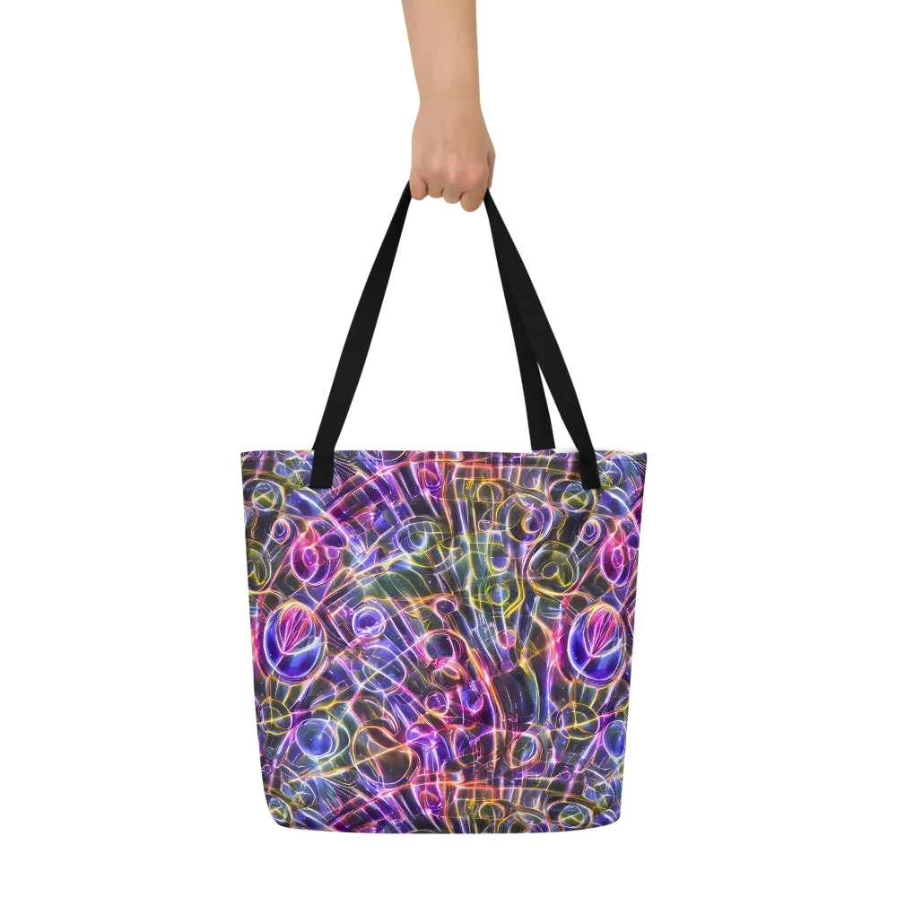Violet Static on Large Tote Bag W/ Pocket — Front
