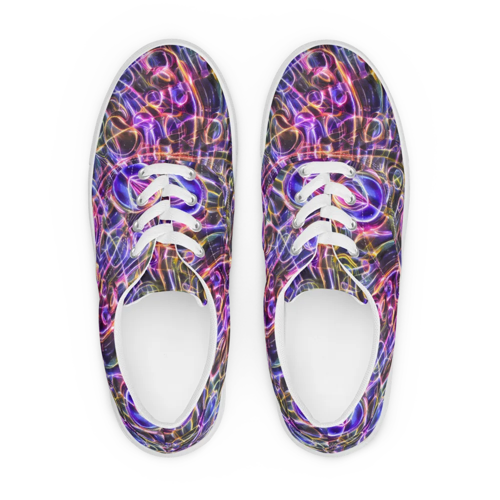 Violet Static on Men's Lace-Up Canvas Shoes — Front