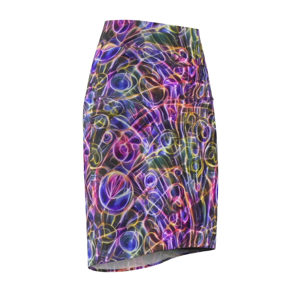 Violet Static on Pencil Skirt — Front Side