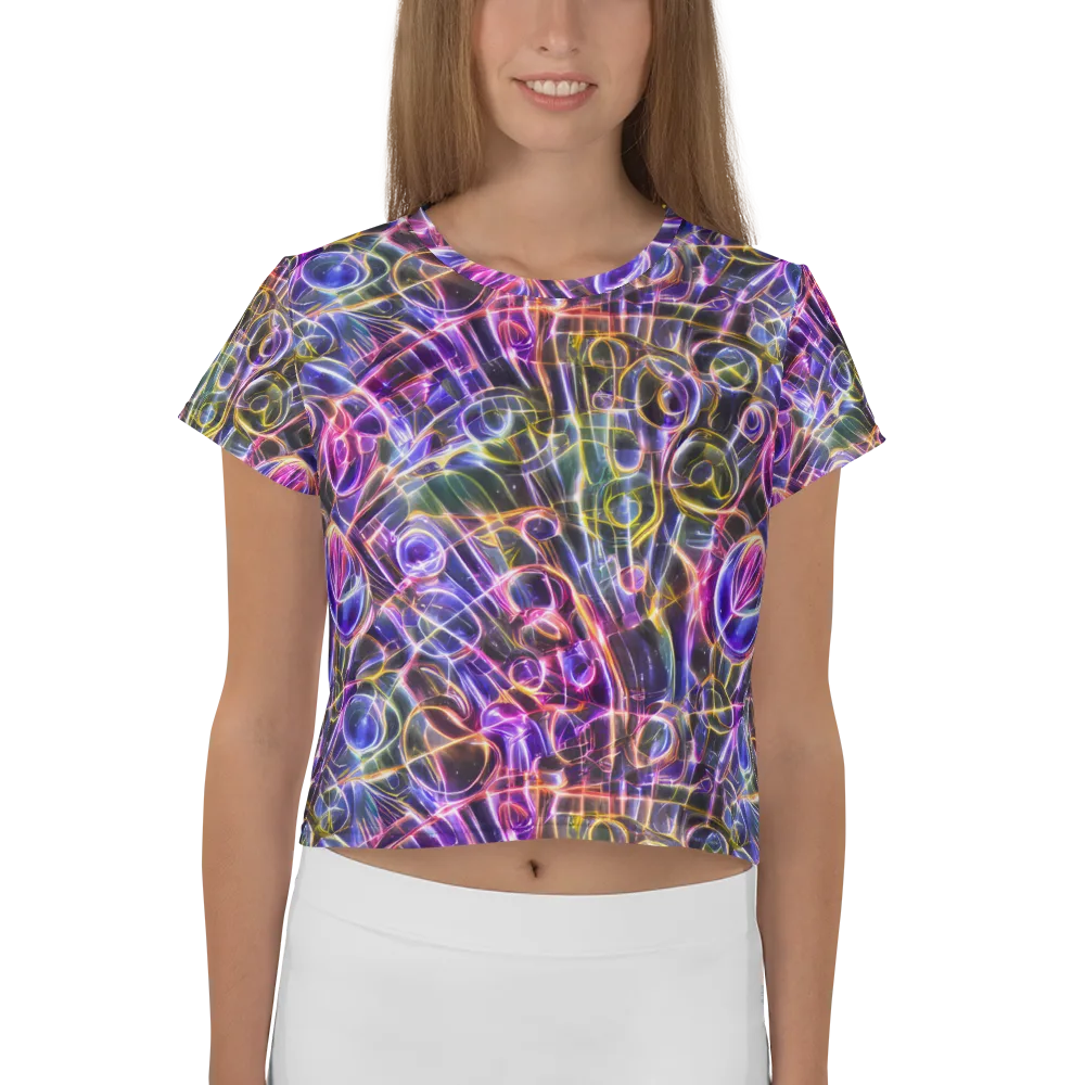 Violet Static on Crop Tee — Front