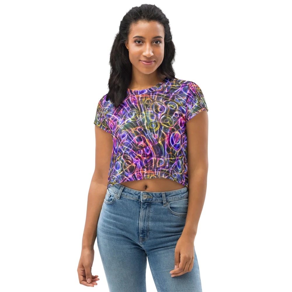 Violet Static on Crop Tee — Front