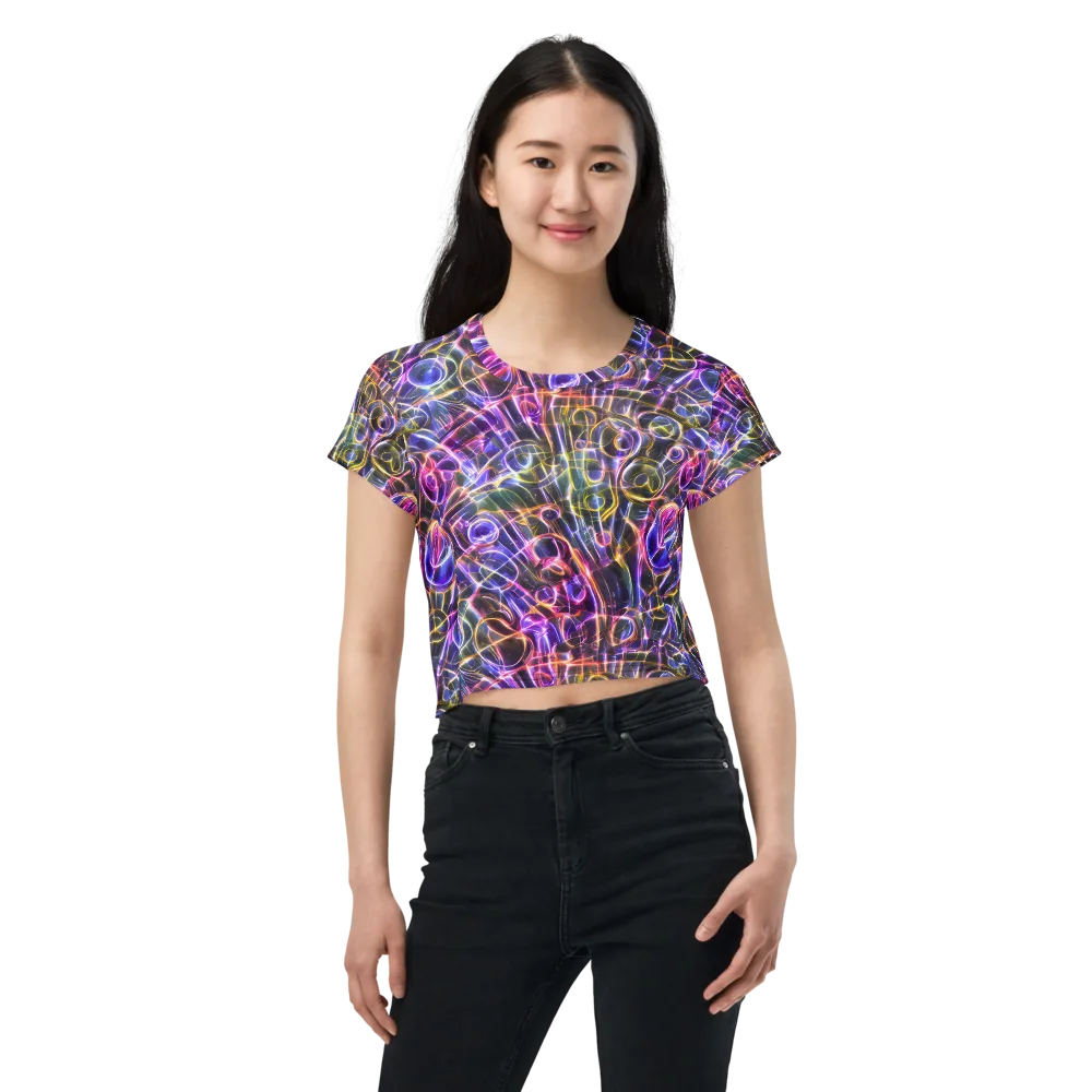 Violet Static on Crop Tee — Front