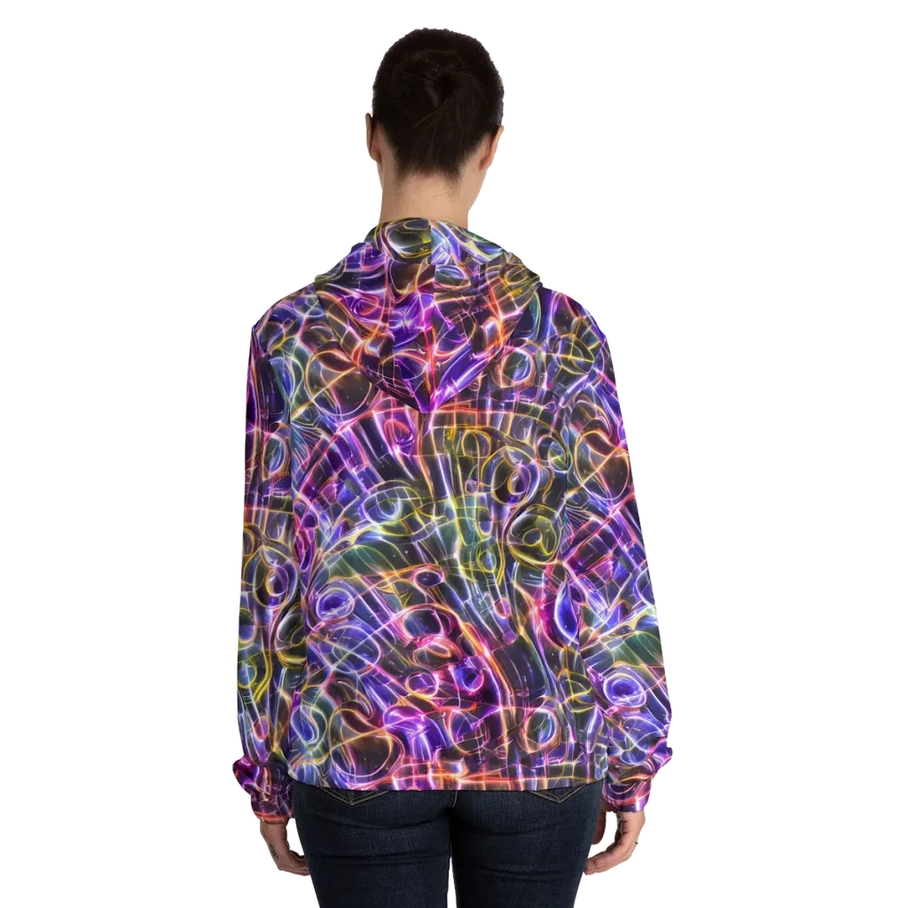Violet Static on Women's Full-Zip Hoodie — Back On Person