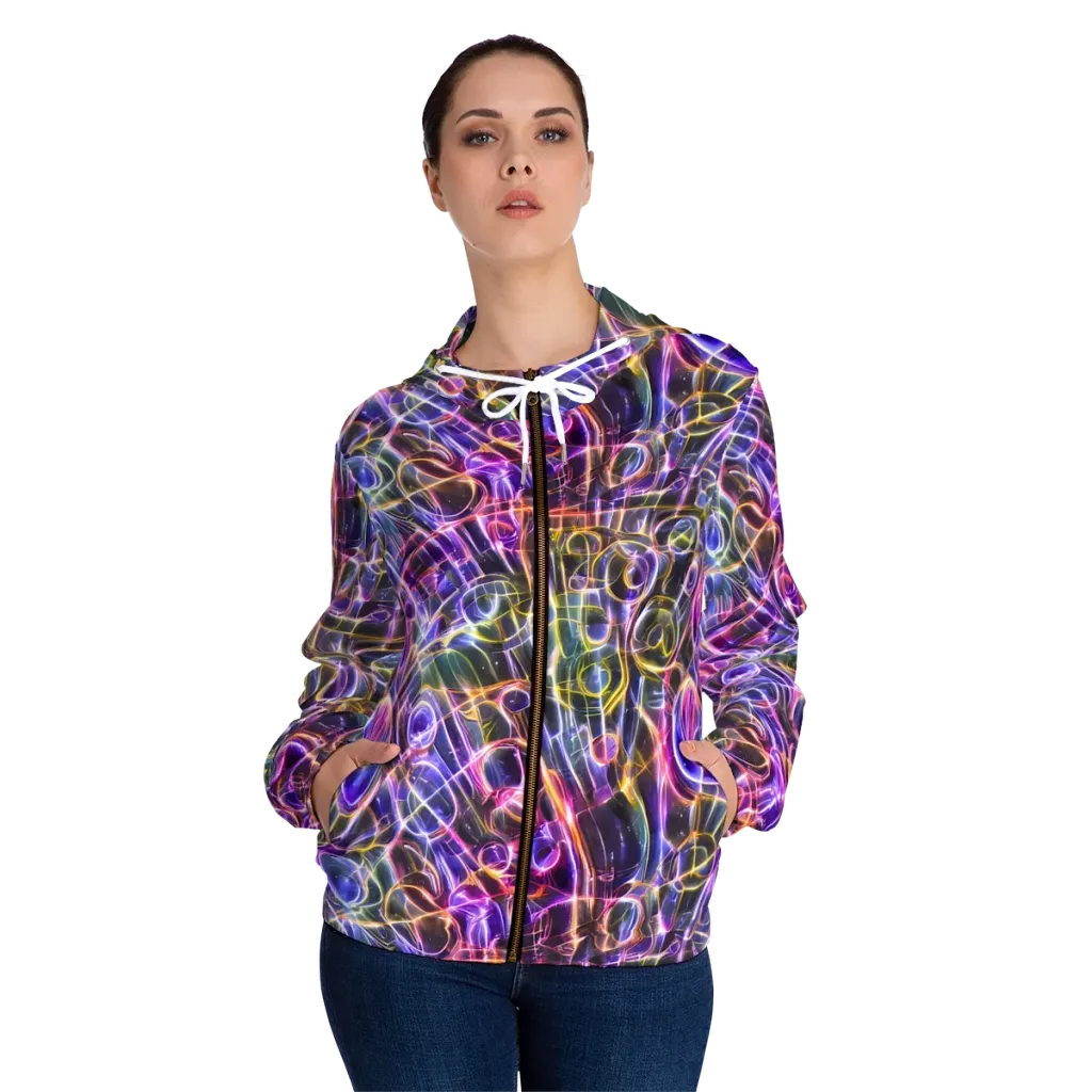 Violet Static on Women's Full-Zip Hoodie — Front On Person