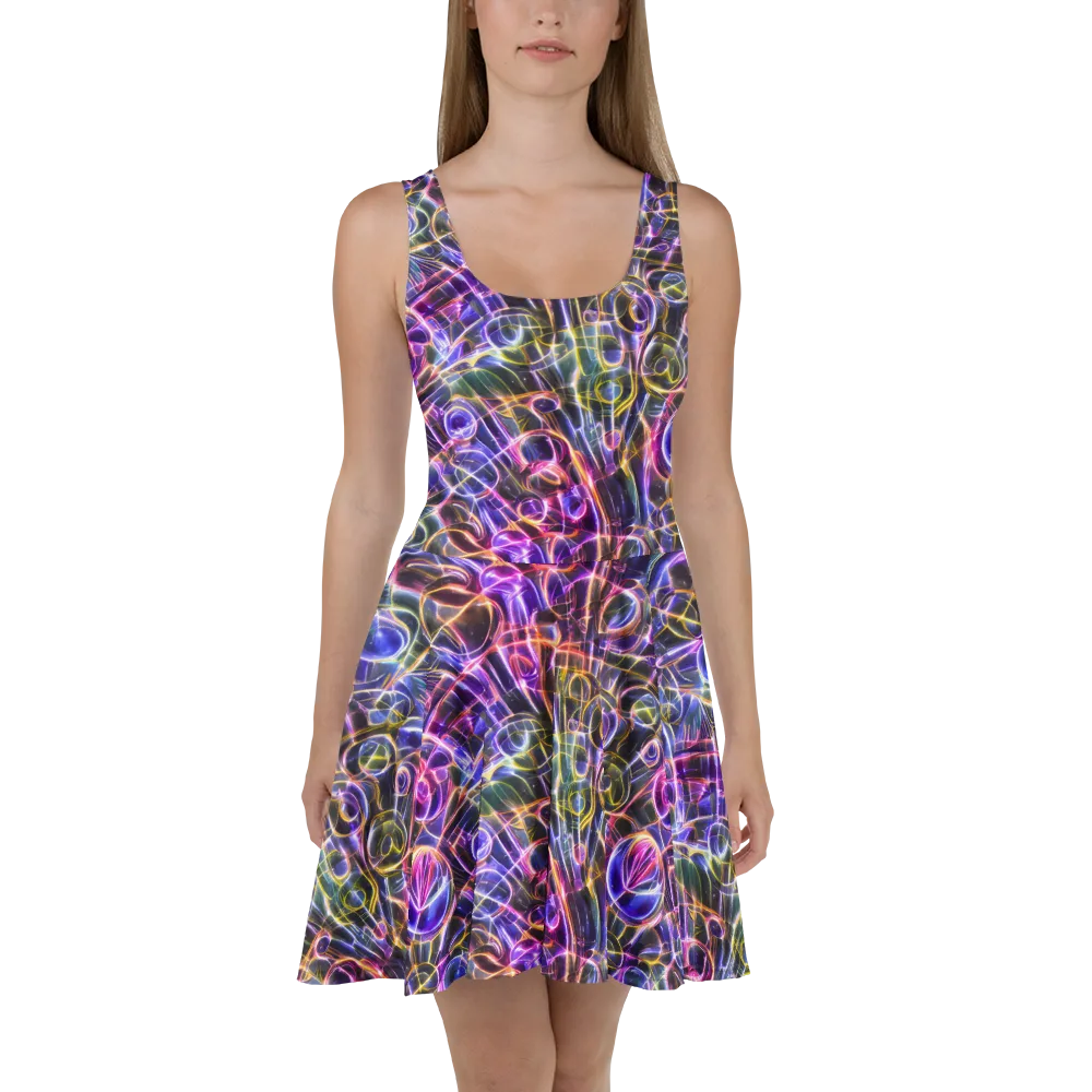 Violet Static on Skater Dress — Front