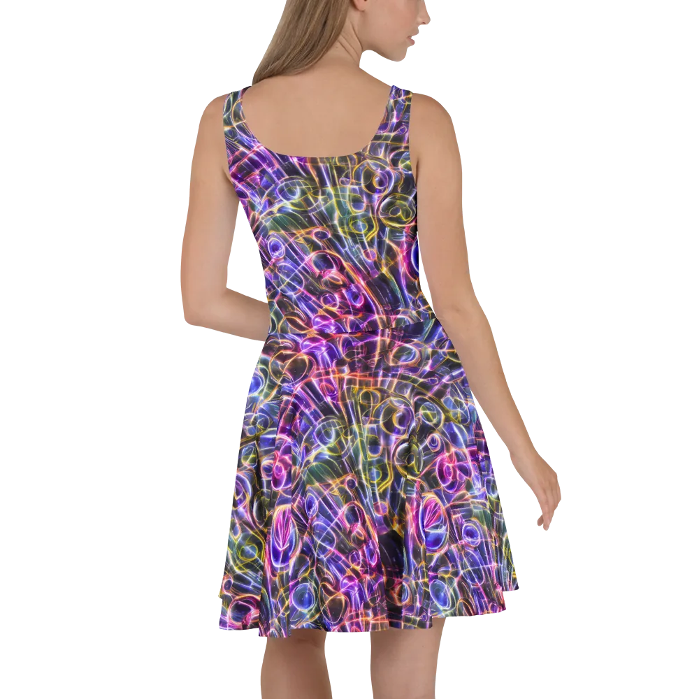 Violet Static on Skater Dress — Back