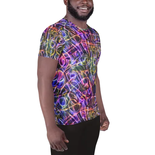 Violet Static on a Men's Athletic T-Shirt
