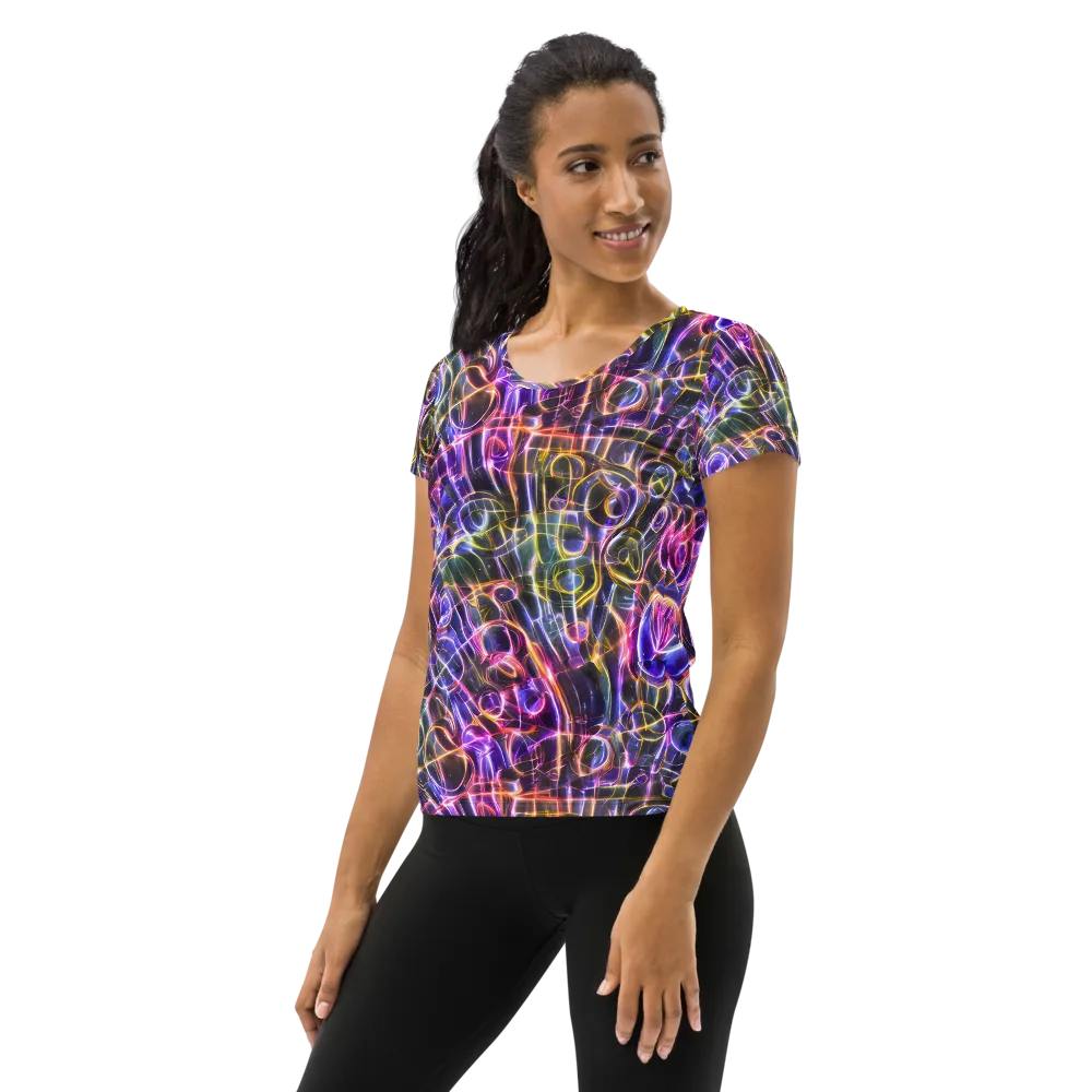Violet Static on Women's Athletic T-Shirt — Left