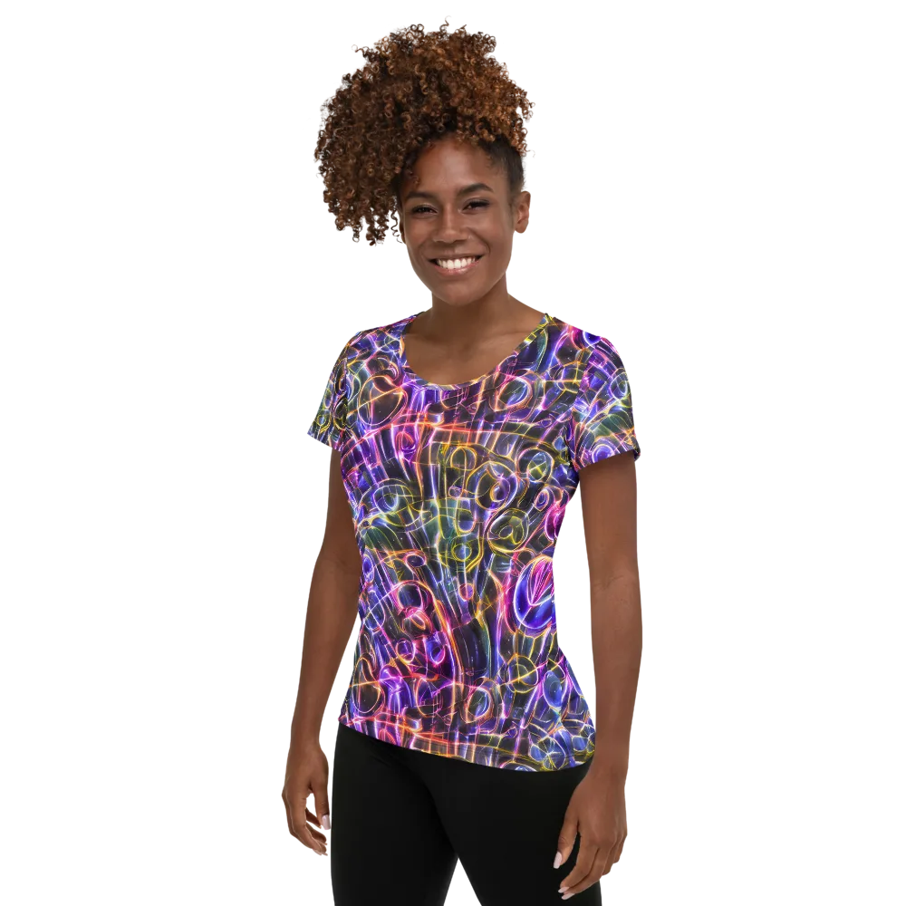 Violet Static on Women's Athletic T-Shirt — Left