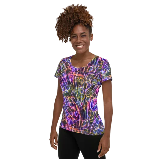 Violet Static on a Women's Athletic T-Shirt