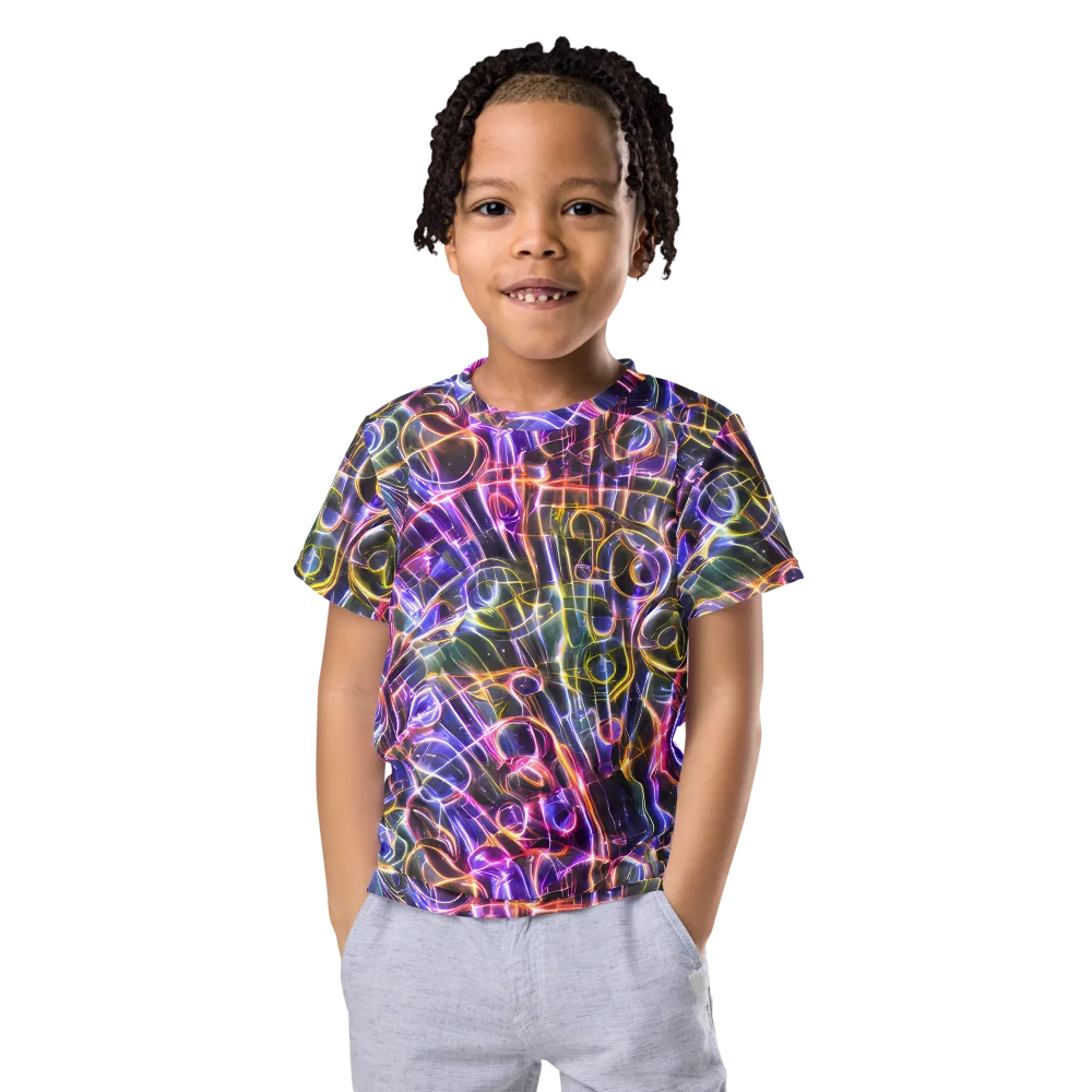 Violet Static on Kids Crew Neck T-Shirt — Front