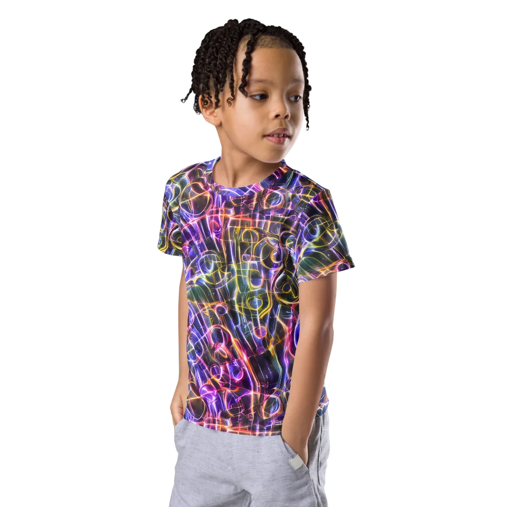 Violet Static on Kids Crew Neck T-Shirt — Left Front