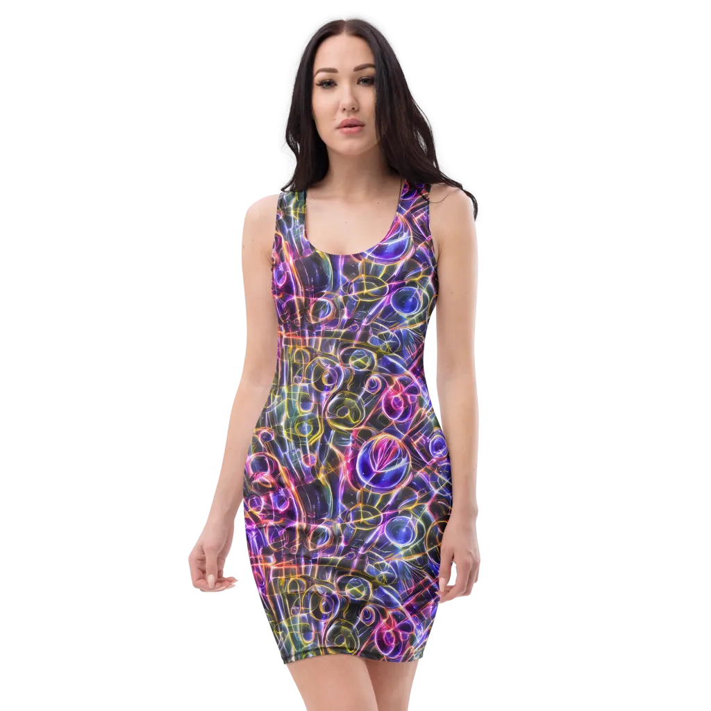 Violet Static on Bodycon Dress — Front
