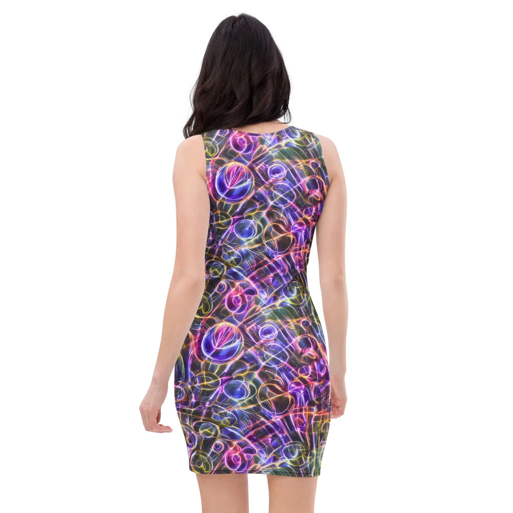 Violet Static on Bodycon Dress — Back