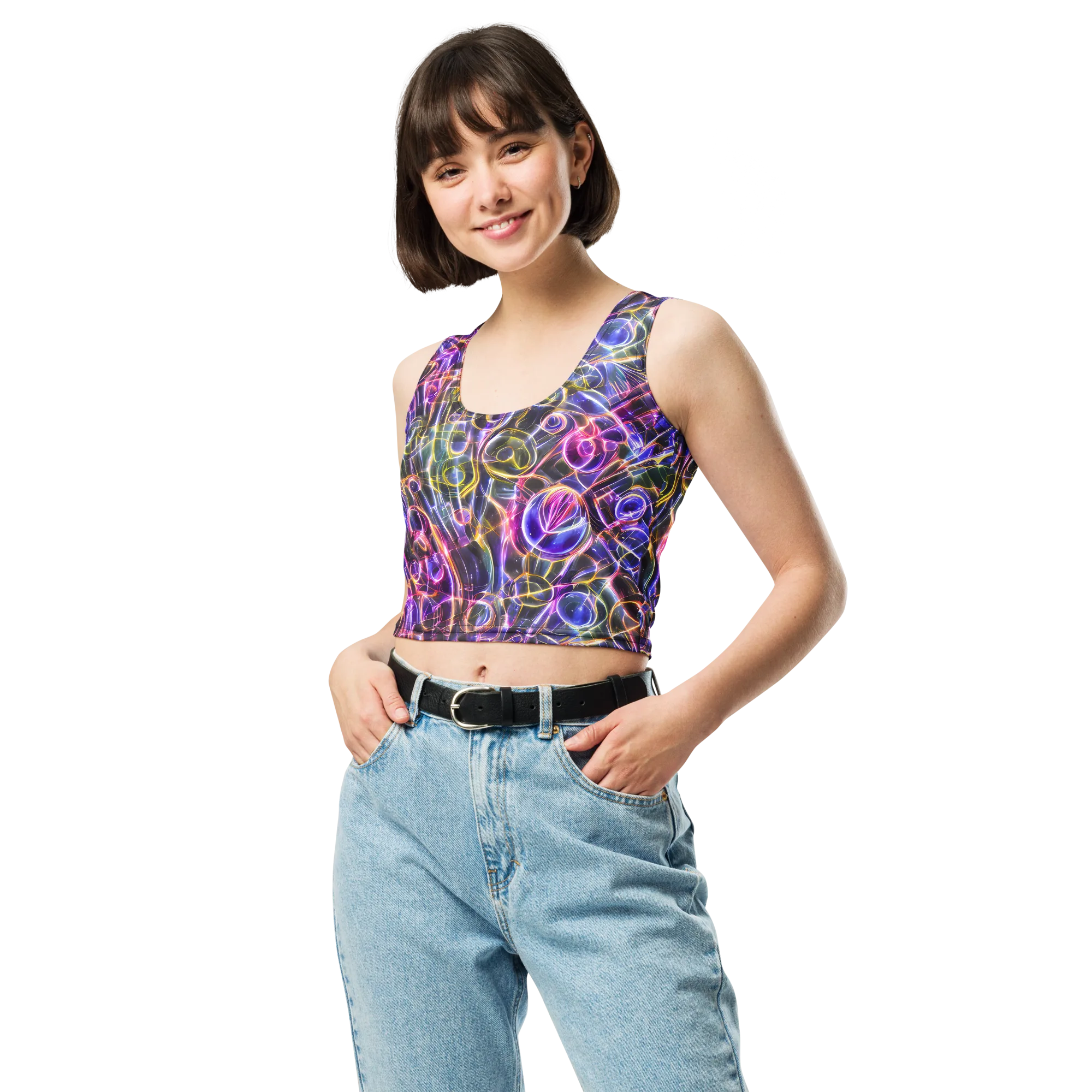 Violet Static on Crop Top — Front