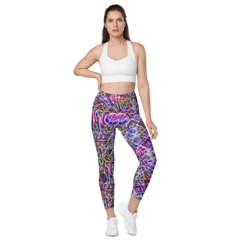 Violet Static on Leggings with Pockets — Front