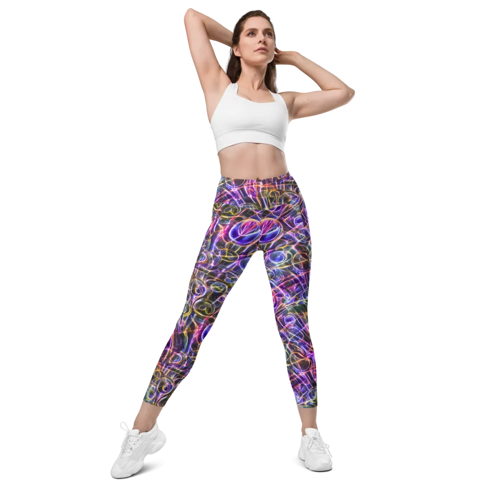 Violet Static on Leggings with Pockets — Front