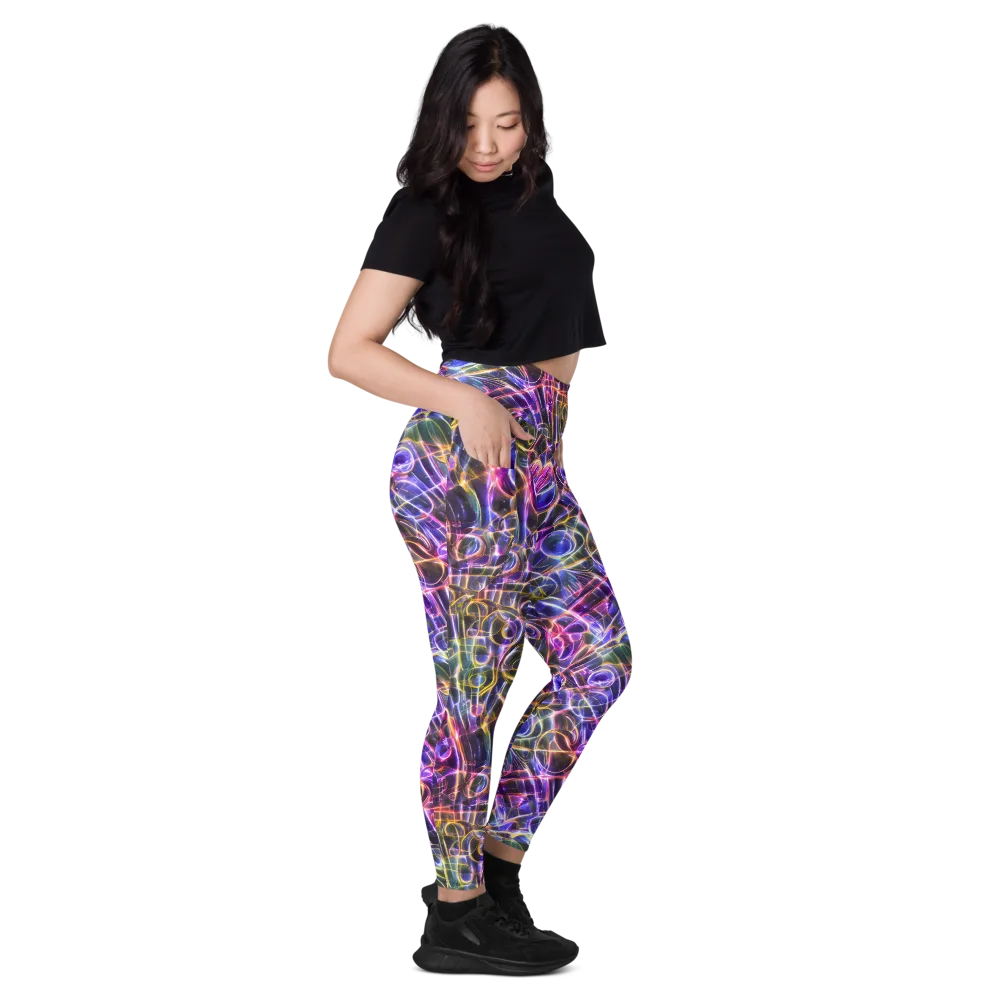 Violet Static on Leggings with Pockets — Right