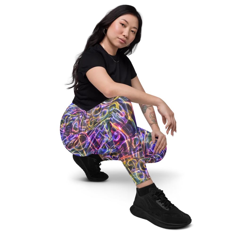 Violet Static on Leggings with Pockets — Right Front