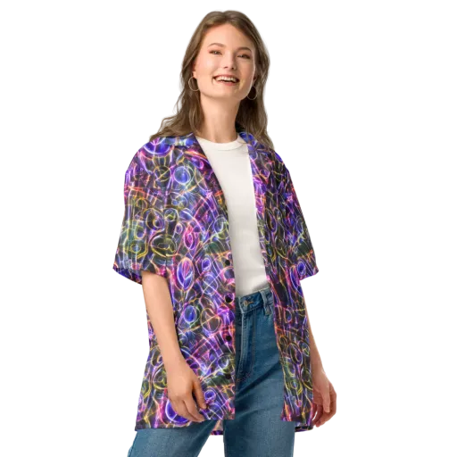 Violet Static on a Button Shirt