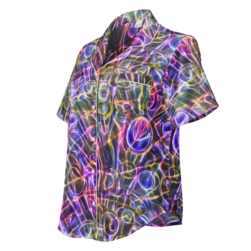 Violet Static on Women's Short Sleeve Pajama Top — Left Front