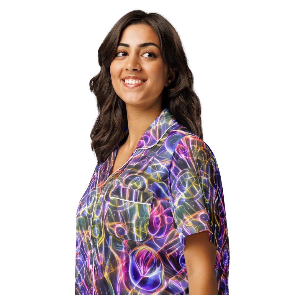 Violet Static on Women's Short Sleeve Pajama Top — Left Front