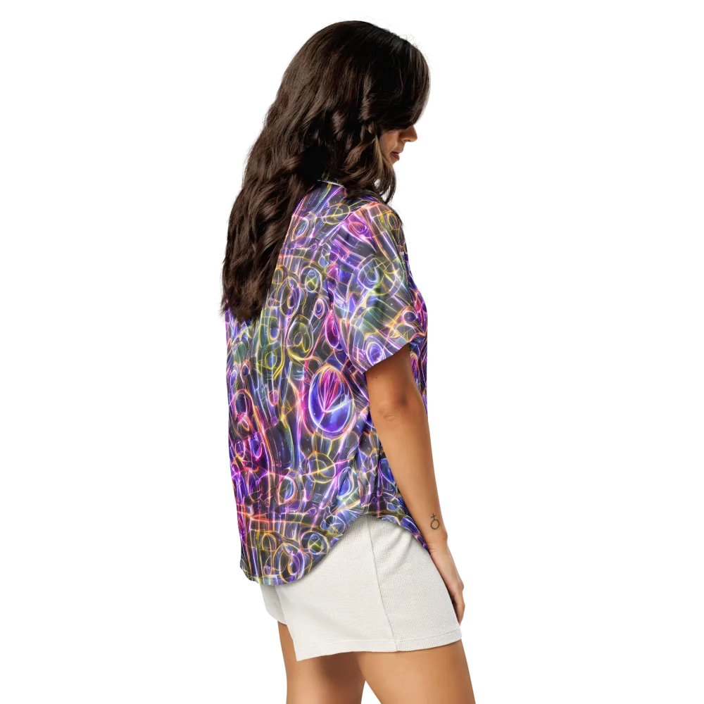 Violet Static on Women's Short Sleeve Pajama Top — Right Back