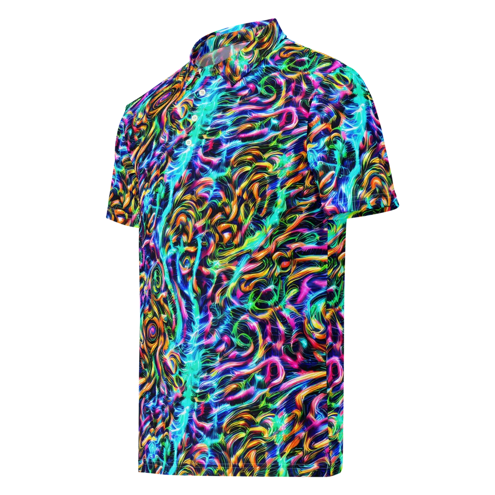 Fluorescent Torrent on Men's Slim Fit Polo Shirt — Left Front