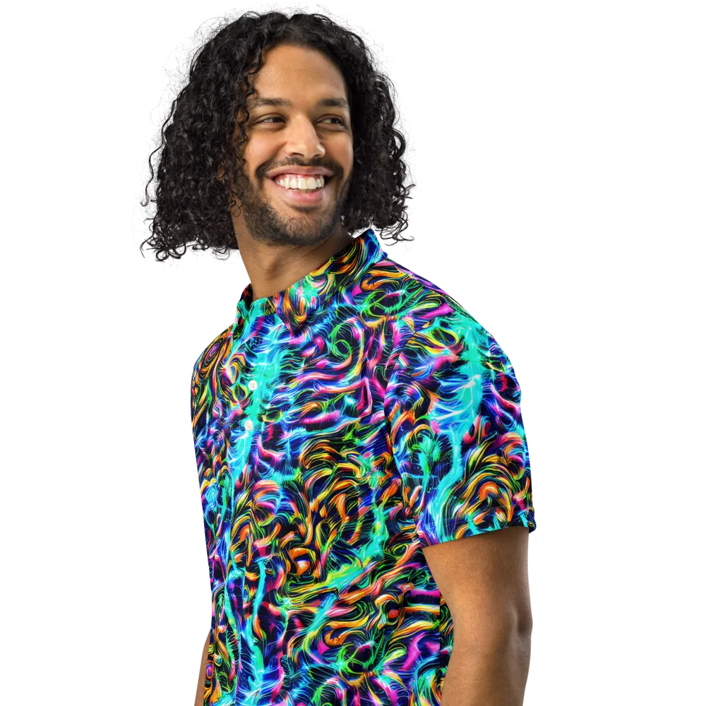 Fluorescent Torrent on Men's Slim Fit Polo Shirt — Left Front