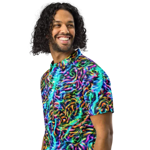 Fluorescent Torrent on a Men's Slim Fit Polo Shirt