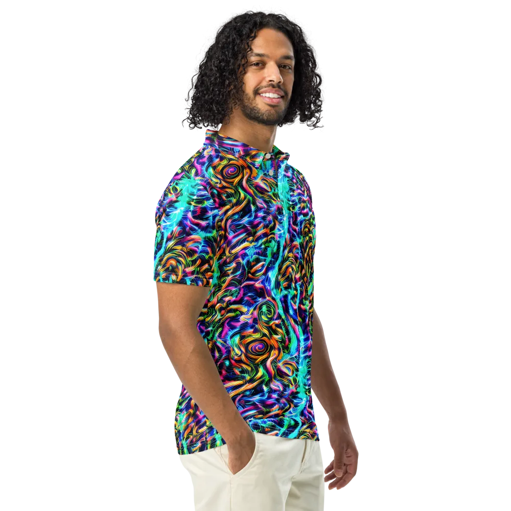 Fluorescent Torrent on Men's Slim Fit Polo Shirt — Right Front