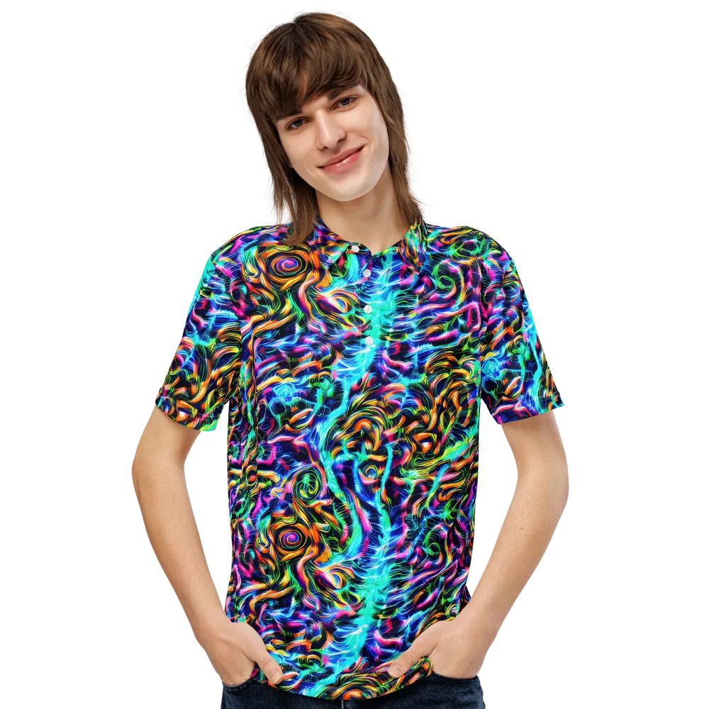Fluorescent Torrent on Men's Slim Fit Polo Shirt — Front