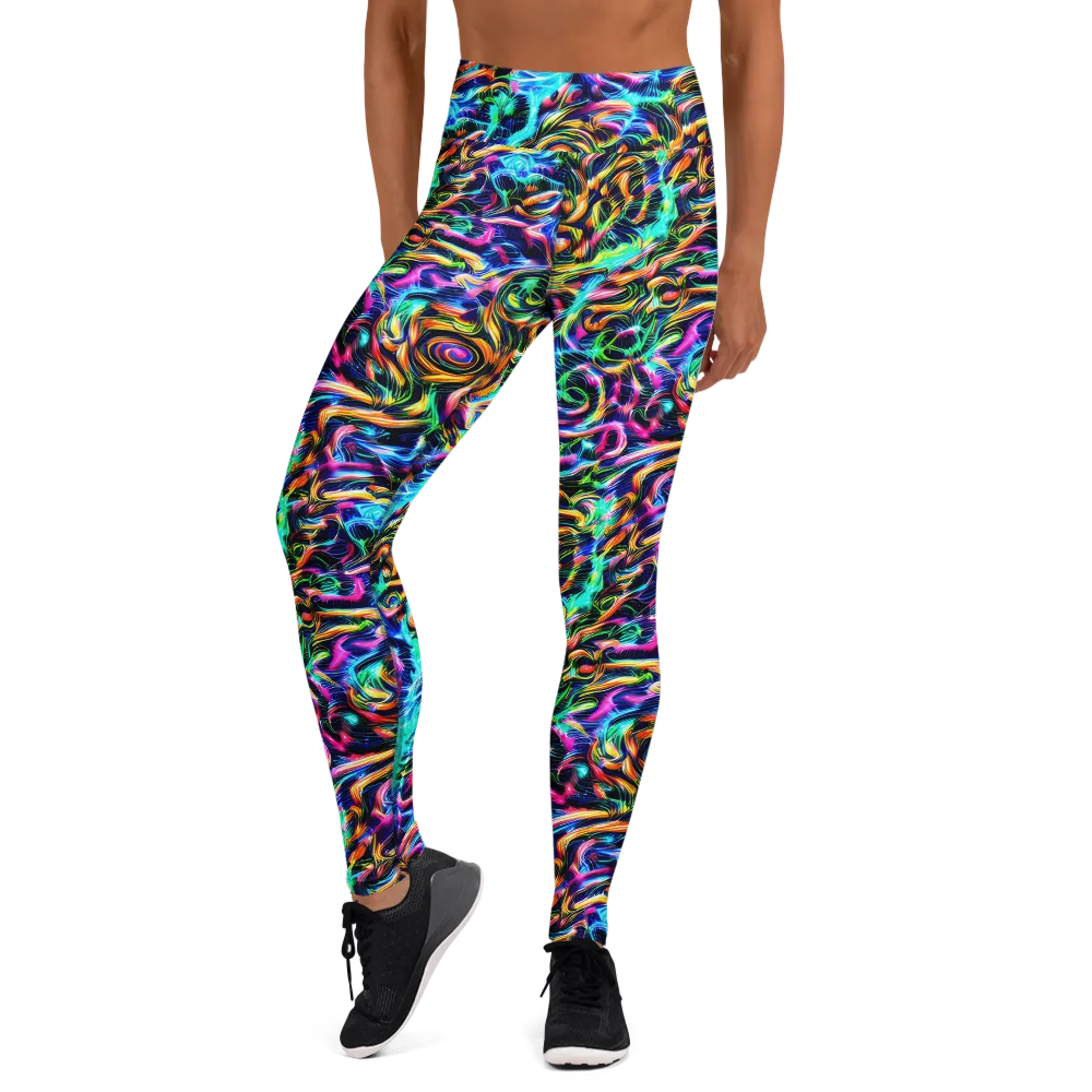Fluorescent Torrent on Yoga Leggings — Front