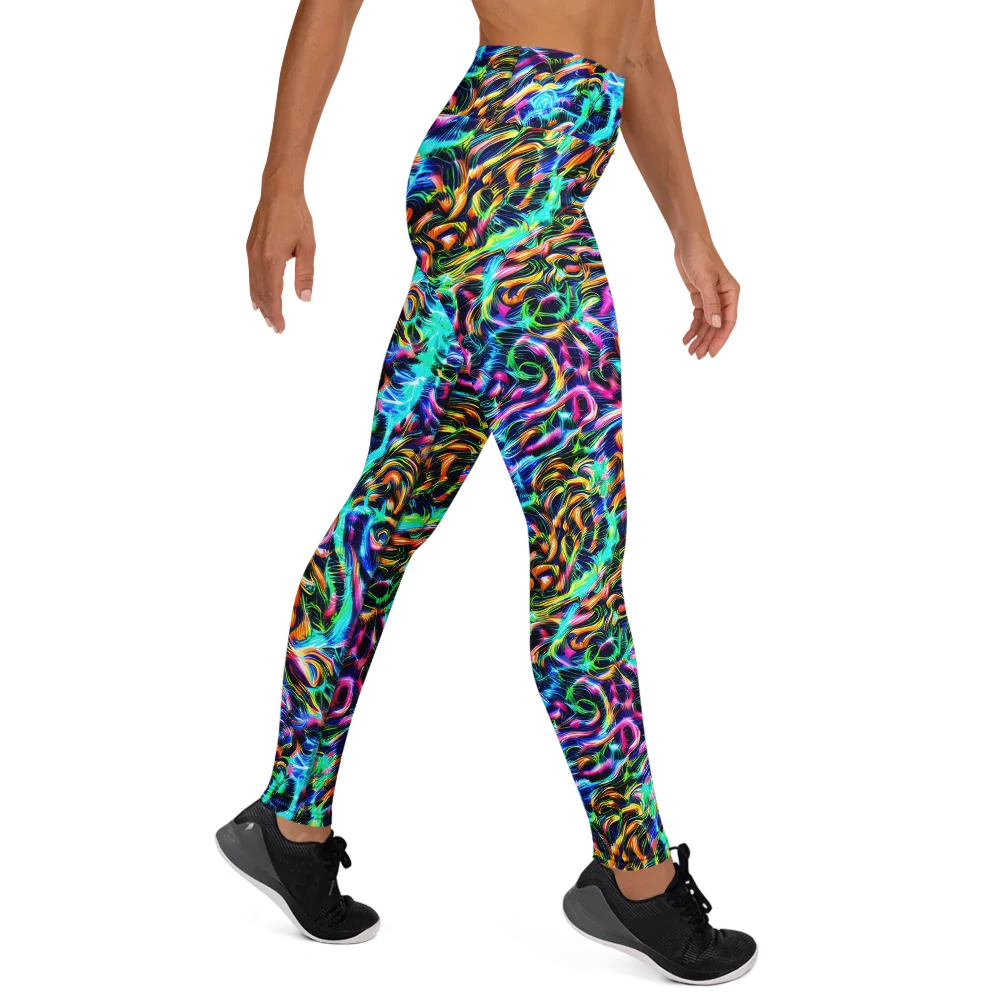 Fluorescent Torrent on Yoga Leggings — Right