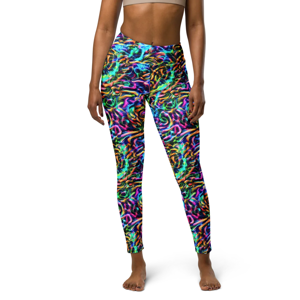 Fluorescent Torrent on Yoga Leggings — Front