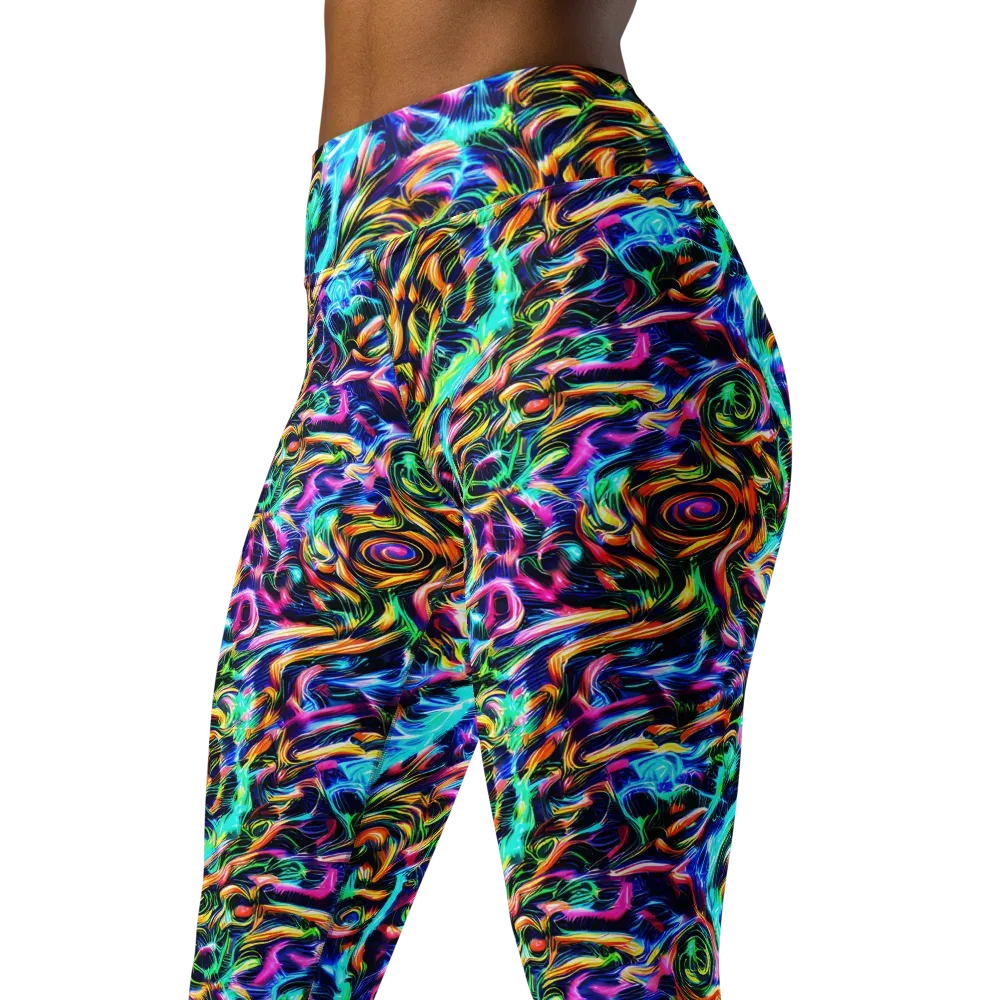 Fluorescent Torrent on Yoga Leggings — Left Front