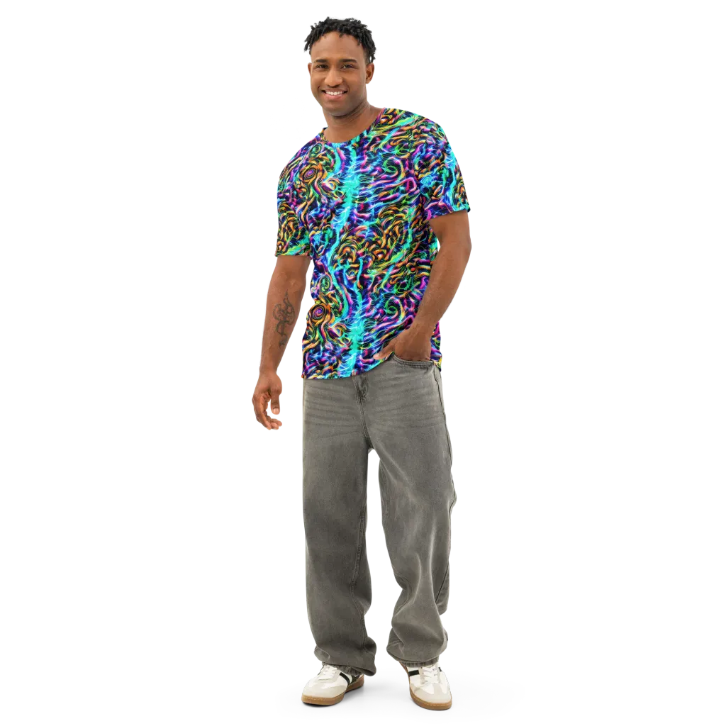 Fluorescent Torrent on Men's Cotton Crew Neck T-Shirt — Front