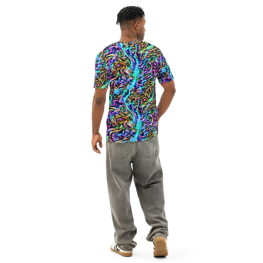 Fluorescent Torrent on Men's Cotton Crew Neck T-Shirt — Back