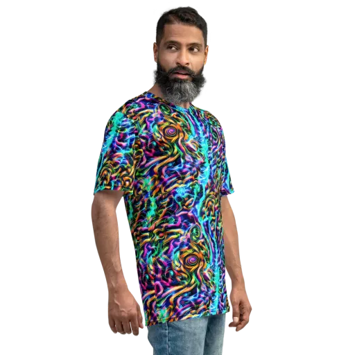 Fluorescent Torrent on a Men's Crew Neck T-Shirt