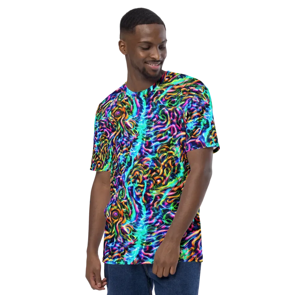 Fluorescent Torrent on Men's Crew Neck T-Shirt — Left