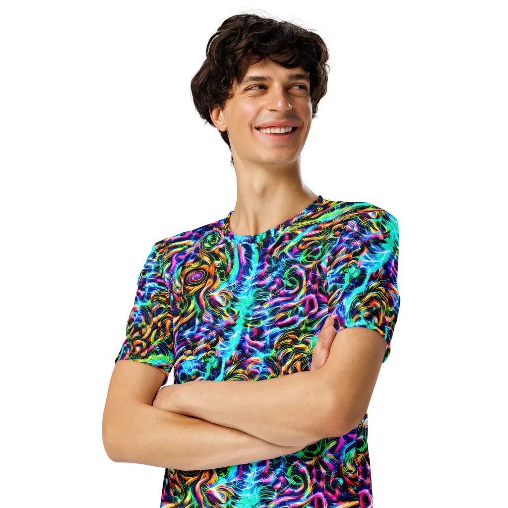 Fluorescent Torrent on Men's Crew Neck T-Shirt — Left Front